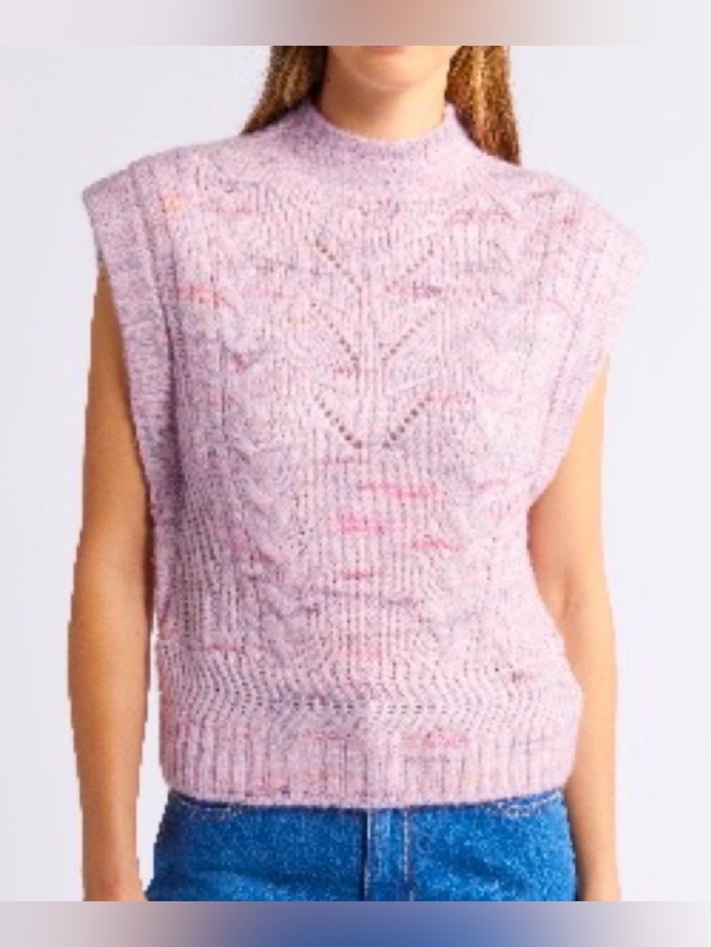 EUC- Wit‎ & Wisdom Cable Knit Mock Neck Cropped Pull-On Sweater Vest